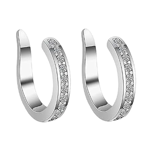 Adjustable Ear Clips, Thin Chunky Pierceless Ears Cuff Wrap Earrings for Women Men, Sparkling Cubic Zirconia Fake Earrings, Ear Clips Expand Fit (Silver*2) von Generisch