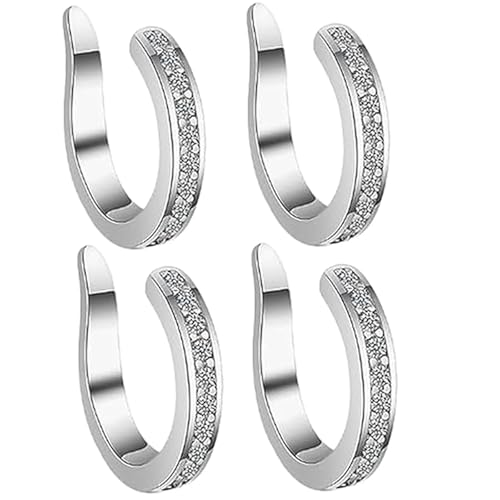 Adjustable Ear Clips, Thin Chunky Pierceless Ears Cuff Wrap Earrings for Women Men, Sparkling Cubic Zirconia Fake Earrings, Ear Clips Expand Fit (Silver*4) von Generisch