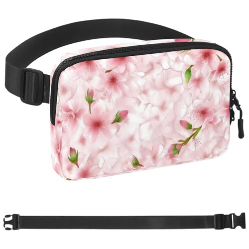 Aesthetic Cherry Blossoms-980 Gürteltasche für Damen und Herren, Gürteltasche mit verstellbarem Riemen, modische Umhängetasche für Reisen, Outdoor, Laufen, Wandern, Mehrfarbig 02, 1.5x9.0x5.9in von Generisch