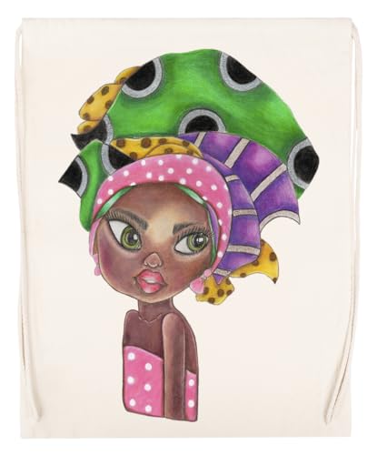 African Beauty Beige Sporttasche Wiederverwendbarer Sportsack aus Baumwolle von Generisch