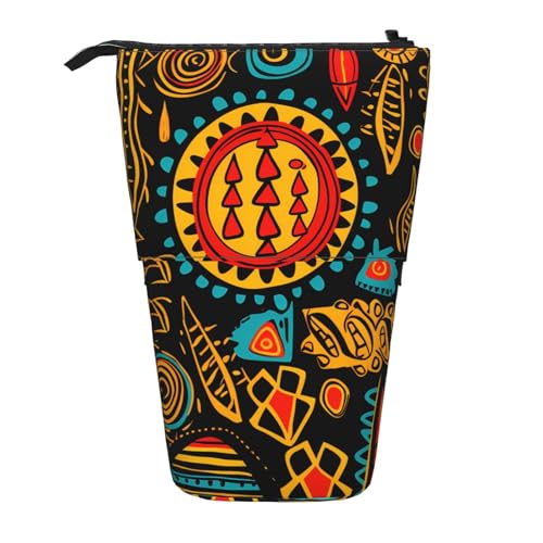 Afrikanisches ethnisches Steh-Federmäppchen, indisches Stifteetui, Teleskop-Federtasche, Pop-Up-Kosmetiktasche, Schreibwaren-Organizer für Schule, Büro, Reisen von Generisch