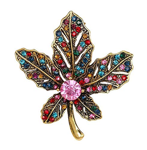 Ahornblatt Brosche Kristall Anhänger Pin Mode Brosche Damen Abzeichen für Hochzeitskleid Schmuck Frauen Kleines Geschenk Kreative und Nützliche von Generisch