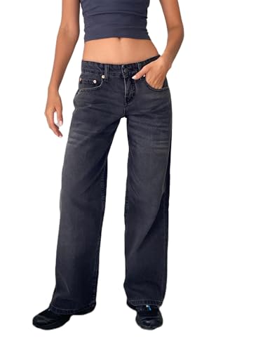 Akoilo Sweatpant Jeans, Akoilo Comfort Jeans, Akoilo Hose, Damen Straight Leg Baggy Wide Leg Sweatpant Jeans, Dunkelgrau, Größe S, S von Generisch