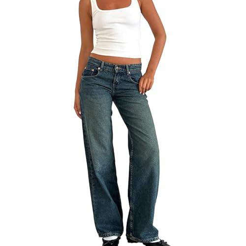 Akoilo Sweatpant Jeans, Akoilo Comfort Jeans, Akoilo Hose, Damen Straight Leg Baggy Wide Leg Sweatpant Jeans, Verwaschenes Blau, Größe S, S von Generisch