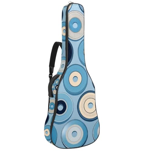 Akustikgitarrentasche für Mann Frau, wasserdichte Gitarrenkoffer, passend für 40/41/42 Zoll, Gitarren-Gigbag mit Schutzschicht, blaues Schallplattenmuster, mehrfarbig, 42.9x16.9x4.7 in, Gitarrentasche von Generisch