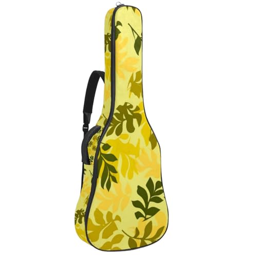 Akustikgitarrentasche für Mann Frau, wasserdichte Gitarrenkoffer, passend für 40/41/42 Zoll, Gitarren-Gigbag mit Schutzschicht, gelbes Blättermuster, mehrfarbig, 42.9x16.9x4.7 in, Gitarrentasche von Generisch