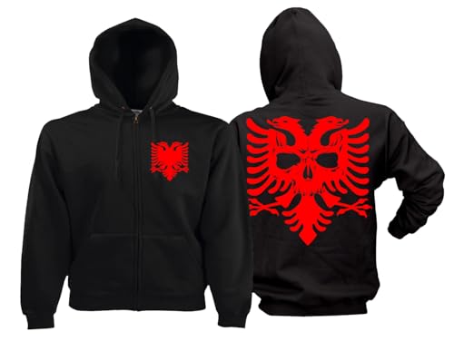 Albanien Jacke Albania Shqipëria Hoodi Pulli Kapuzenpullover x Albanien Kosovo Koy Skull Bones Jacke Hoodi Pulli Kapuzenpullover (DE/NL/SE/PL, Alphanumerisch, M, Regular, Regular, Schwarz) von Generisch