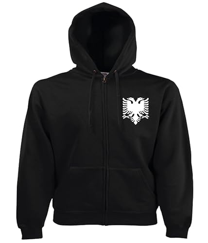 Albanien Jacke Albania Shqipëria Hoodi Pulli Kapuzenpullover x Albanien Kosovo Koy Skull Bones Jacke Hoodi Pulli Kapuzenpullover (DE/NL/SE/PL, Alphanumerisch, S, Regular, Regular, Schwarz) von Generisch