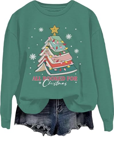 All Booked For Christmas Sweatshirt, All Booked For Christmas Crewneck Shirt Christmas Book Sweatshirt, grün, S von Generisch