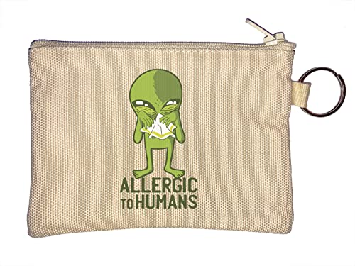Allergic to Humans Lustiger Alien Niesen Schlüsselanhänger Münzbörse Beige von Generisch