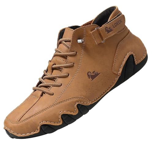 Alpaca Barfuss Schuhe Alpaca - Ergonomischer Barfussschuhe Wasserdichter Schmerzlindernder Leder-Barfußschuh Leicht und Weich Wandern Wasserdicht Sneaker Barefoot Shoes Bootsschuhe von Generisch
