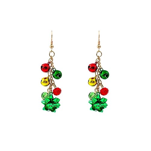 Ambient Bunte Weihnachtsbaum kreative einfache bunte Glocke Quaste Ohrringe Weihnachten Karneval Ohrringe Haken Geschenke (C, One Size) von Generisch