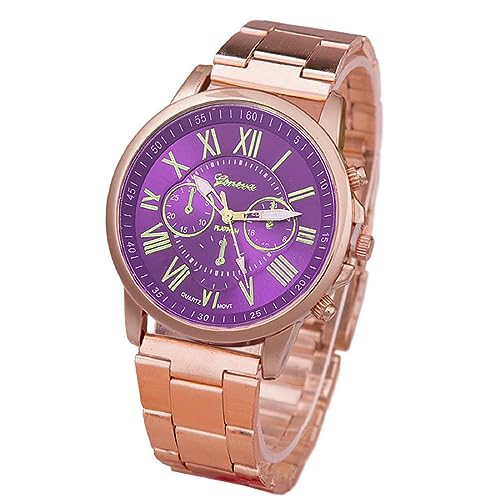 Analoge Quarzuhr für Damen, Zifferblatt mit drei Augen, Edelstahlarmband, Geschenk zum Valentinstag oder Geburtstag, violett, Armband Analoge Quarzuhr für Damen, Zifferblatt mit drei Augen, Edelstahlarmband, Geschenk zum Valentinstag oder Geburtstag, violett, Armband von Generisch