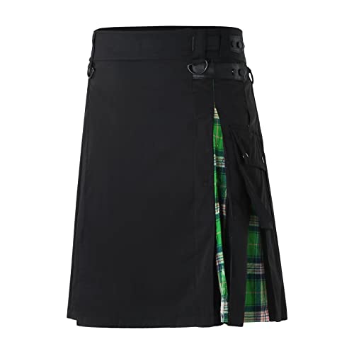 Schottenrock Herren Schottische Kilt Klassischer Saunakilt Schottisch Kariert Goth Rock Wickelrock Schottenkostüm Sauna Traditioneller Minirock Mittelalter Kostüm von Generisch