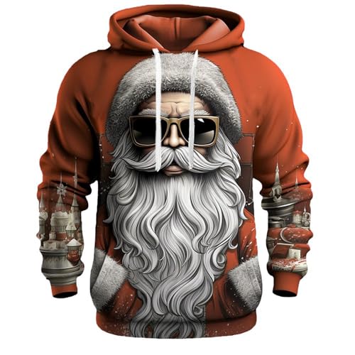 Weihnachts Hoodie Herren Lustige Weihnachtspullover Herren Santa Weihnachtshoody Christmas Weihnachtspulli Weihnachtsmann Sweatshirt Funky Pullover 3D Druck Kapuzenpullover mit Tasche Weihnachts Hoodie Herren Lustige Weihnachtspullover Herren Santa Weihnachtshoody Christmas Weihnachtspulli Weihnachtsmann Sweatshirt Funky Pullover 3D Druck Kapuzenpullover mit Tasche von Generisch