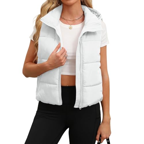 Angebote Des Tages Heute Weste Damen Kurz Leichte Stehkragen Steppweste Freizeit Ärmellos Übergangsjacke Reißverschluss Winterweste Locker Einfarbig Winterjacke Warm Winter Daunenweste Regular von Generisch