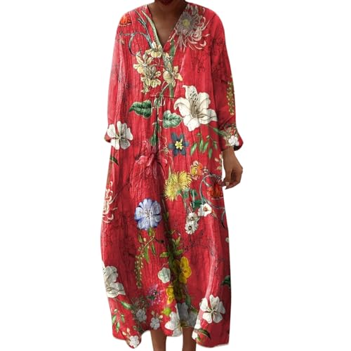 Angebote Kleidung, T-Shirt Kleid Damen, Strandkleid Lang Maxikleider V Ausschnitt Sommerkleider Leicht Und Luftig Boho Kleid Elegante Midikleid Freizeitkleid, Sommerkleid Damen Kurz von Generisch