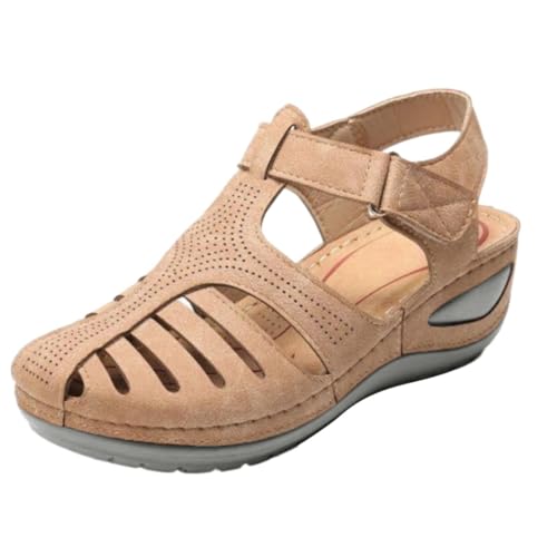 Angebote Rabatt Damen Strandsandalen mit offener Zehe und dicker Sohle Sandalen Damen Weiche Absatz Bequeme Knöchelabsatz Offene Zehe Damen Schuhe Hohe Sneaker Espadrilles Sandale, braun, 37 EU von Generisch