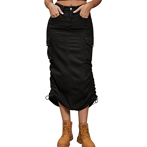 Angebote Tages Blitzangebote Letzte Bestellung Rock Lang Damen Sommer Boho Mode-Halben Körper-Jeansrock Zeichnen Enges Schwarzes Kleid von Generisch