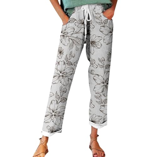 Angebote Tages Blitzangebote The Deal Sommerhose Damen Leicht, Leinenhose Damen Sommer Große Größen, Bequeme Freizeithose Lang Linen Pants High Waist Stoffhose Leinen Hosen Spring Deals von Generisch