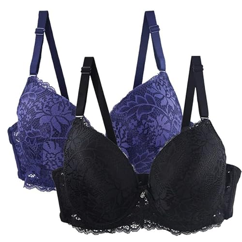 Angebote des Tages Heute Deal des Tages Heute 2er Pack Push Up BH Damen Mit Bügel Blumen Spitze Schalen BH Vollschalen Bequem Große Brüste Minimizer Bralette Klassische BHS Outlet Angebote von Generisch