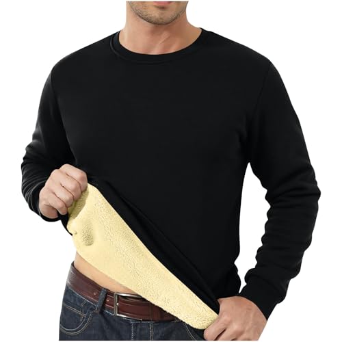 Angebote des Tages Heute Fleecepullover Herren Winter Teddy Fleece Pullover Große Größen Langarm Sweatshirt Einfarbig Warm Fleecepulli Thermal Plüsch Gefüttert Pulli Verdickte von Generisch