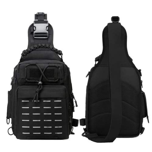 Angelausrüstungstasche – Angelausrüstungs-Organizer, tragbare Angelaufbewahrungsbox, wasserdichte Angelzubehörbox mit mehreren Fächern, Schultergurt, langlebiger Outdoor-Angelkoffer, Schwarz , Refer von Generisch