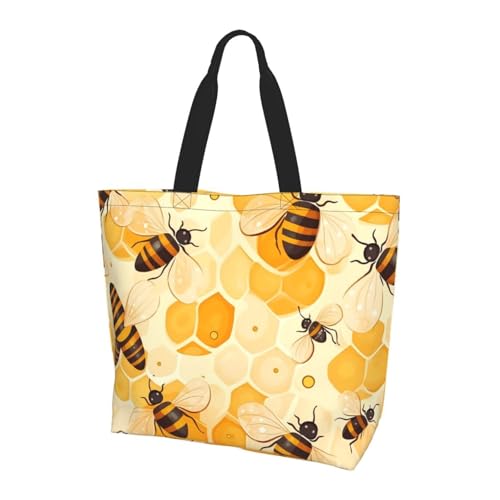 Animal Bee Tote Bag Damen Schulterhandtaschen Bienenstock Honeycomb Einkaufstaschen Wasserabweisend Große Handtasche mit Innentasche für Arbeit Reise Schule von Generisch