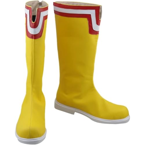 Anime Cosplay Stiefel Für All Might Mode Gelb Kniehohe Stiefel Fancy Bühne Performance Requisiten Schuhe Halloween Comic Con (Gelb,45) von Generisch
