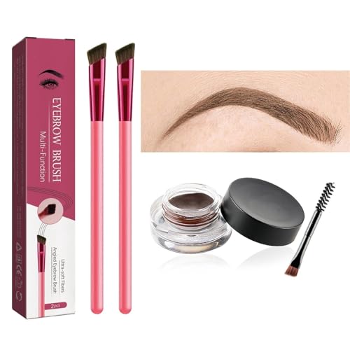 Anjoize 4d laminiert Augenbrauenpflegeset, 4D Laminated Augenbrauen-Home-Grooming-Kit - Eyebrow Brushes Eyebrow Cream Light Brush, Realistisch Farbe Augenbrauenpinsel-Stempel (01 Hellbraun) von Generisch