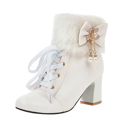 Ankle Boots Damen Abendschuhe High Heels Blockabsatz Schlupfstiefel Gothic Westernstiefel Retro Booties High Heels Absatzschuhe Weitschaft Kurze Stiefeletten Arbeitsschuhe von Generisch