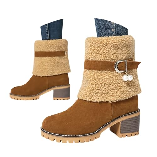 Ankle Boots Damen Bequem Damenschuhe Retro Western Ritterstiefel Frühling Stiefeletten Halbstiefel High Heels Frauen Freizeit Schuhe Kurzschaft Damenstiefel Freizeitschuhe von Generisch