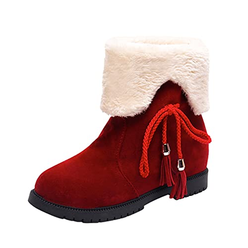 Ankle Boots Damen Elegant - Halbstiefel Damen Winter Fleece Gefüttert Winterstiefel Warme Kurzstiefel Wildleder Halbstiefel Rutschfest Übergangsstiefel Reitstiefel Rutschfest Gummisohlen Stiefel von Generisch