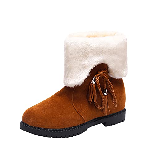 Ankle Boots Damen Elegant - Halbstiefel Damen Winter Fleece Gefüttert Winterstiefel Warme Kurzstiefel Wildleder Halbstiefel Rutschfest Übergangsstiefel Reitstiefel Rutschfest Gummisohlen Stiefel von Generisch