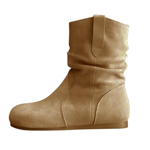 Ankle Boots Damen Flache Stiefeletten Einfarbig Wildleder Kurzstiefel Mode Winterstiefel Vintage Cowboystiefel Westrnstiefel Leicht,Rutschfest,üBergangsstiefel FüR Herbst Und Winter,Halbstiefel von Generisch