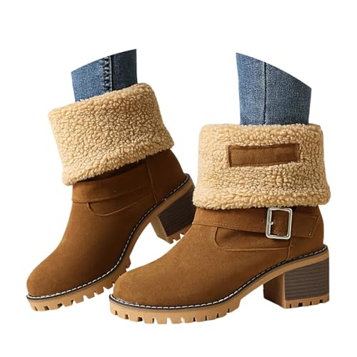 Ankle Boots Damen Herbst Stiefel Winter Flach Regenschuhe Mit Reißverschluss Stiefeletten Wasserdichte Schuhe Leder Niedriger Absatz Schnürboots Herbstschuhe Gelb 40 von Generisch