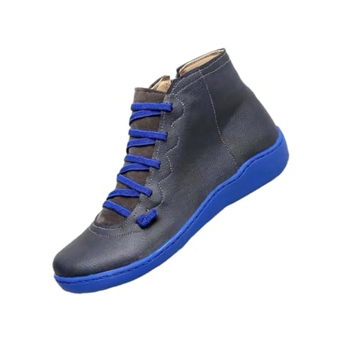 Ankle Boots Damen Leder - Weitschaftstiefel Damen Cowboy Klassischer Breiter Fuß Orthopädische Schlupfstiefel Lederstiefel Kunstleder Winterstiefel Übergangsstiefel Rutschfest Bequem Stiefel von Generisch