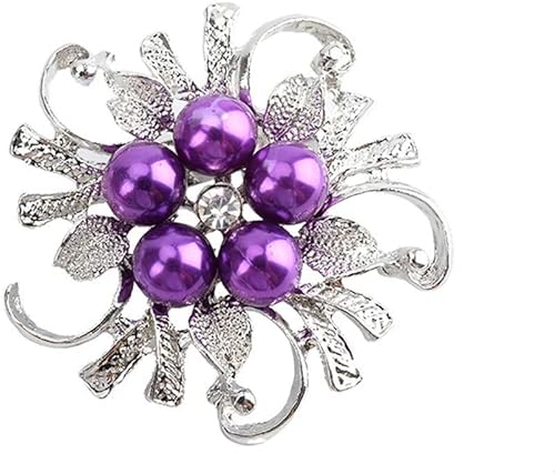 Ansteckbrosche, exquisit, glänzend, für Damen, Kunstperlen und Blumendesign, Kleidung, Accessoires, schick, einzigartig, Kleid, Schals, Clip, Haltbarkeit von Generisch
