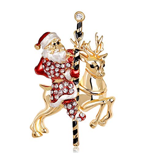 Anstecknadeln Strass Geschenke Weihnachtsmann Modeschmuck Weihnachtsbrosche Strasssteinen Pullover Clips (Red, One Size) von Generisch