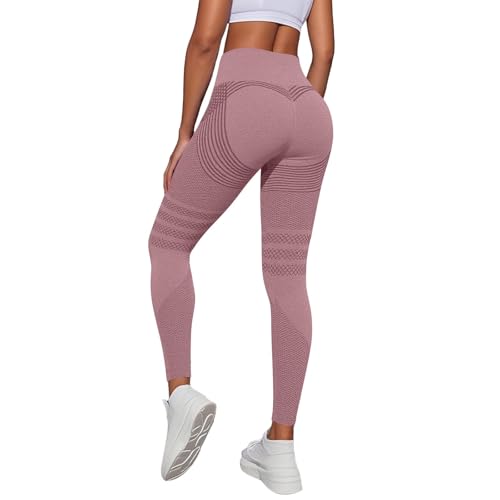 Anti Cellulite Leggings Damen High Waist Push Up Yogahose mit Bauchkontrolle Blickdicht Figurformende Fitnesshose Lange Sporthose Yoga Fitness Kleidung Kompressionshose Sport Booty Purple M von Generisch
