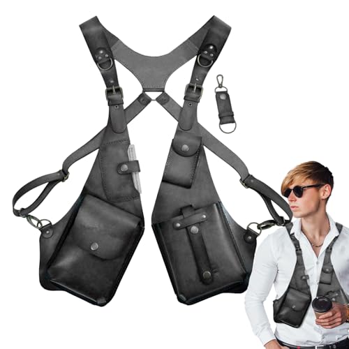 Anti-Diebstahl-Geschirr für Herren aus Leder,Leder-Anti-Diebstahl-Geschirr, Mittelalterliche Vintage Sicherheits-Handytasche, Handytasche für Männer und Frauen, verstellbare Geldbörse aus PU-, Ou von Generisch