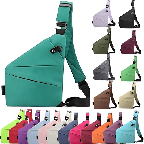 Anti Diebstahl Tasche, Tasche, Umhängetasche Damen, Damen-Schultertaschen, Brusttasche Herren, Sicherheitstasche Reise für Damen und Herren (Rechte Schulter grün) von Generisch
