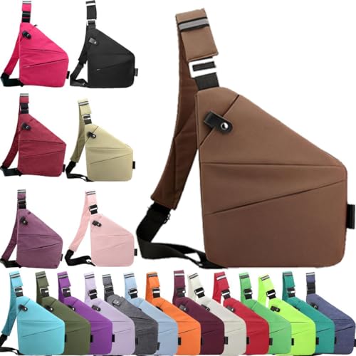 Anti Diebstahl Tasche,Diebstahlsichere Tasche,Umhängetaschen,Damendiebstahlsichere UmhäNgetasche,Brusttasche Herren,Diebstahlsichere Reisetasche für Damen und Herren (Kaffee, Linke Schulter) von Generisch