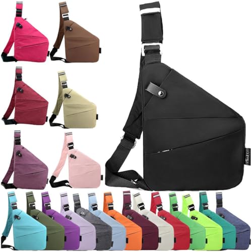 Anti Diebstahl Tasche,Diebstahlsichere Tasche,Umhängetaschen,Damendiebstahlsichere UmhäNgetasche,Brusttasche Herren,Diebstahlsichere Reisetasche für Damen und Herren (Schwarz, Rechte Schulter) von Generisch
