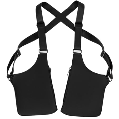 Anti-Diebstahl-Tasche – Multifunktionale verstellbare Umhängetasche | Umhängetasche aus PU-Leder | Anti-Diebstahl-Geschirr | doppelte Schultertasche, Doppelschultertasche mit mehreren Taschen, Schwarz von Generisch