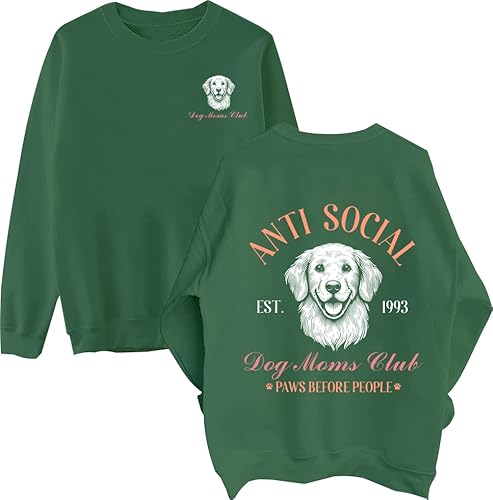 Anti Social Dog Moms Club Sweatshirt, Dog Mom Shirt, Dog Mom Sweatshirt, Dog Lover Shirt, Anti Social Dog Moms Club, grün, S von Generisch
