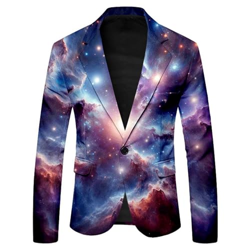 Anzüge Sakkos für Herren 3D Galaxie Bedrucken Smoking Jacket Hippie Anzugjacke Space KostümParty-Blazer Männer Weltall Kostüm Karnevalskostüme Abba Kostüm Performance-Kostüm Performance-Kostüm von Generisch