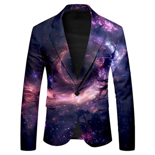 Anzüge Sakkos für Herren 3D Galaxie Bedrucken Smoking Jacket Hippie Anzugjacke Space KostümParty-Blazer Männer Weltall Kostüm Karnevalskostüme Abba Kostüm Performance-Kostüm Performance-Kostüm von Generisch