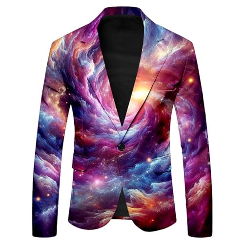 Anzüge Sakkos für Herren 3D Galaxie Bedrucken Smoking Jacket Hippie Anzugjacke Space KostümParty-Blazer Männer Weltall Kostüm Karnevalskostüme Abba Kostüm Performance-Kostüm Performance-Kostüm von Generisch