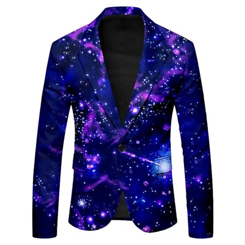 Anzüge Sakkos für Herren 3D Galaxie Bedrucken Smoking Jacket Hippie Anzugjacke Space KostümParty-Blazer Männer Weltall Kostüm Karnevalskostüme Abba Kostüm Performance-Kostüm Performance-Kostüm von Generisch